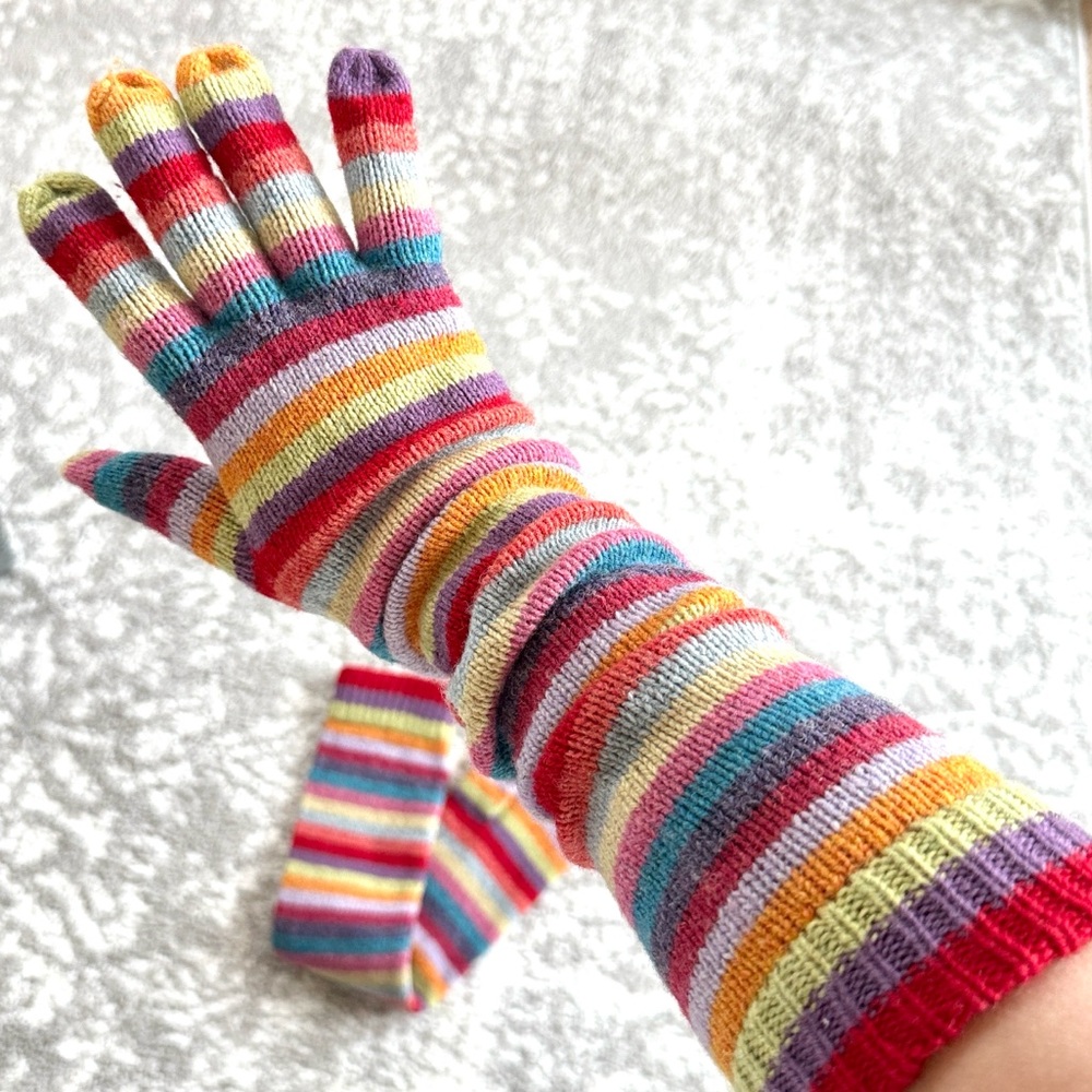 Colorful Striped Long Gloves